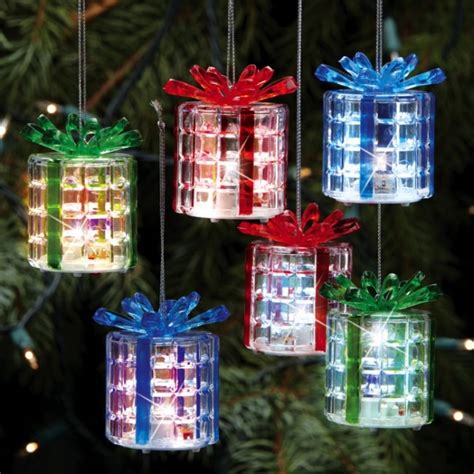 Color Changing Lighted Gift Box Ornaments Christmas
