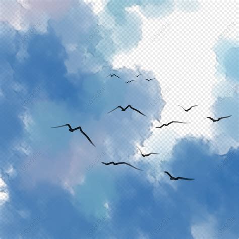 Blue Sky And White Cloud Flying Bird Png Hd Transparent Image And