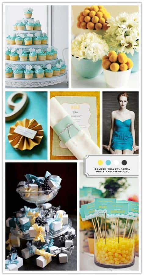 Color Palette Golden Yellow Aqua White And Charcoal The Inspired