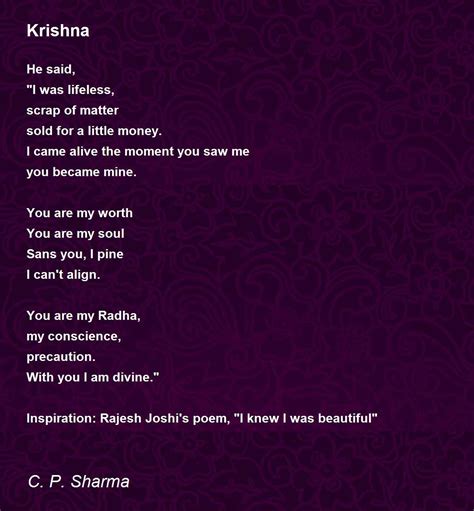Krishna Poem By C P Sharma Poem Hunter