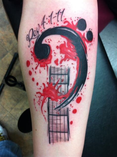In most cases, this tattoo would represent someone who is a lead singer or enjoys singing. Bass clef tattoo | Tattoos | Pinterest