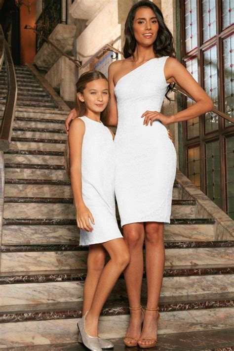 white stretchy lace sleeveless stunning fancy mother daughter dress mother daughter dress
