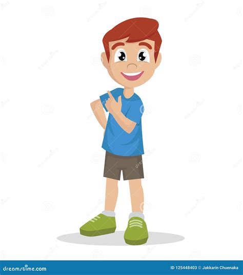 Boy Stands In A Confident Pose Stock Vector Illustration Of Full