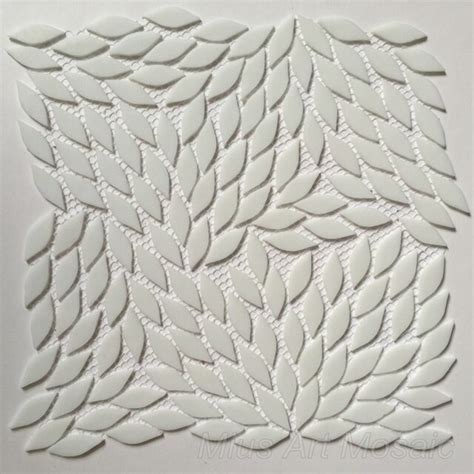 White Leaf Pattern Tiffany Glass Tile Custom Mosaic Design In