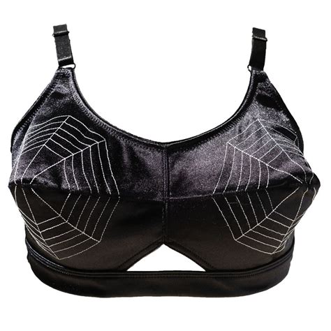 Vintage Black Spider Pattern Sexy Bullet Bra For Women Female Lady Retro Cone Bra Lingerie