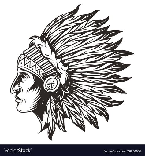 Native American Indian Chief Head Royalty Free Vector Image