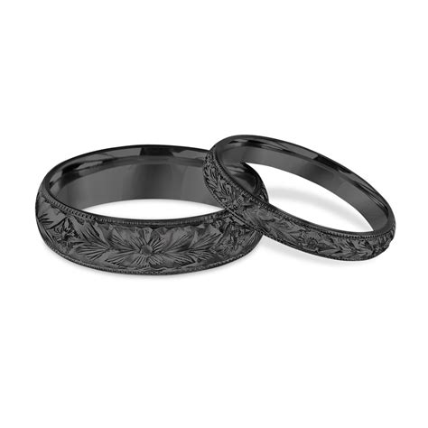 Hand Engraved Matching Wedding Bands His And Hers Wedding Rings Couple Wedding Set Vintage