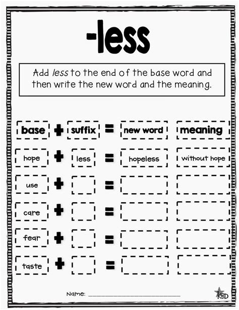 Suffix Less And Ful Worksheet