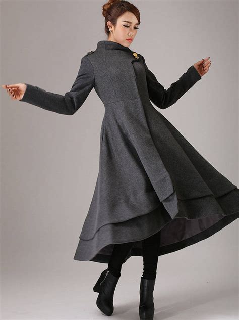 Gray Wool Coats Long Wool Coat Women Winter Coat Wool Coat Etsy