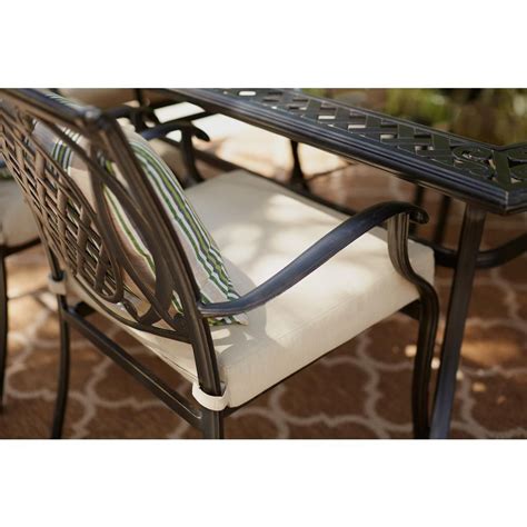 Hampton Bay Belcourt 7 Piece Metal Outdoor Dining Set With Cushionguard