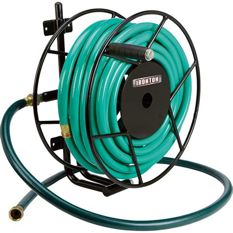 Ironton Wall Mount Garden Hose Reel — Holds 58in X 100ft Hose