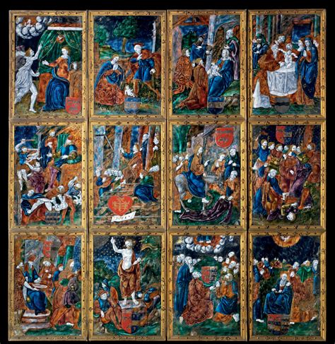 A Parcel Gilt Polychrome Enamel Triptych Depicting Scenes From The Life