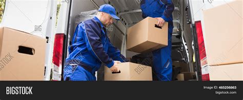 Van Movers Unloading Image And Photo Free Trial Bigstock