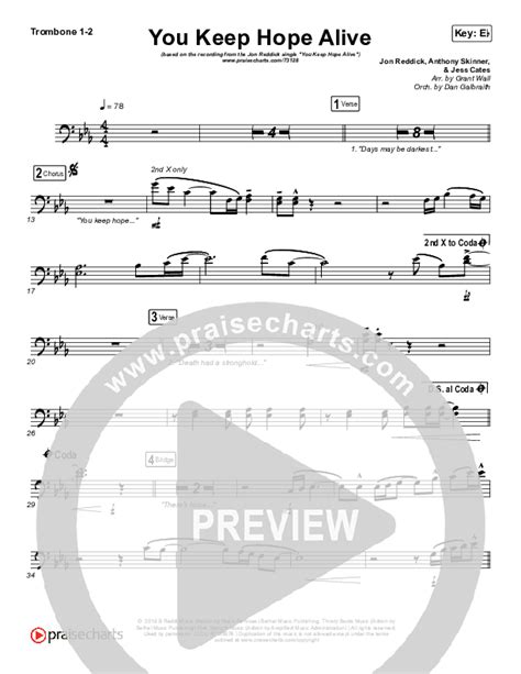 You Keep Hope Alive Trombone Sheet Music Pdf Jon Reddick Praisecharts