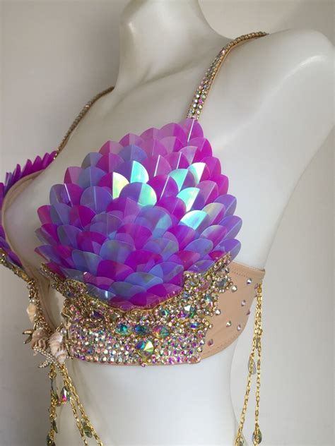 custom size magenta purple mermaid queen 2 0 rave bra dance etsy