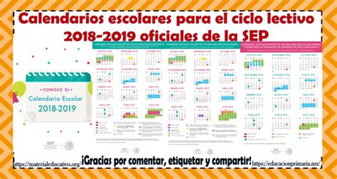 Calendarios Escolares Para El Ciclo Escolar 2018 2019 Oficiales De La