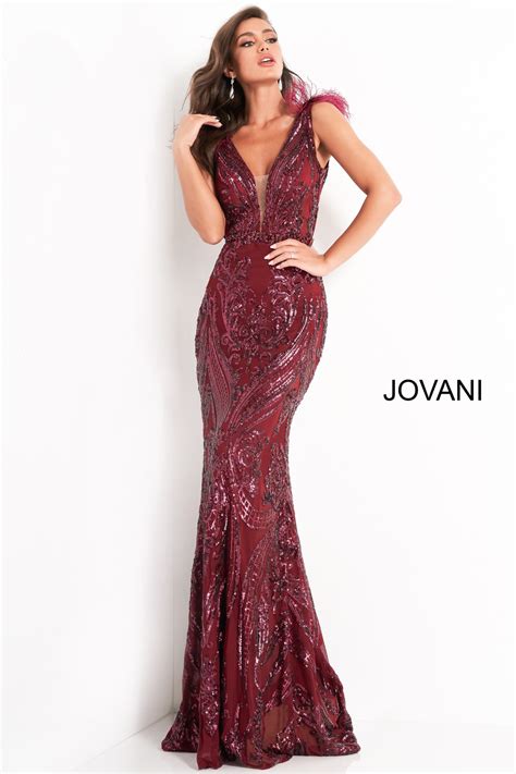 jovani 3180 black sequin embellished feather dress