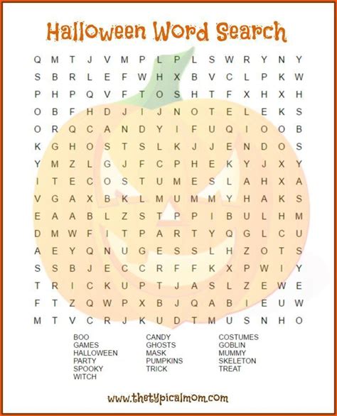 A Halloween Word Search With A Pumpkin On It
