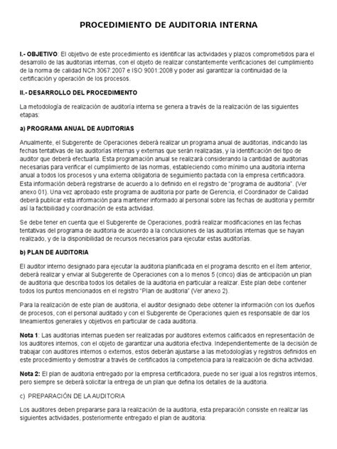 1 Ejemplo Procedimiento Auditoría Interna Contralor Calidad Comercial