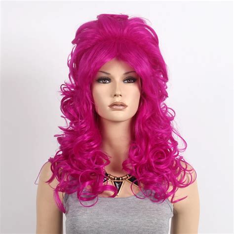 Synthetic Hair Sex Woman Wig Womens Sexi Long Curly Platinum Purple Pink Wigs For White Women
