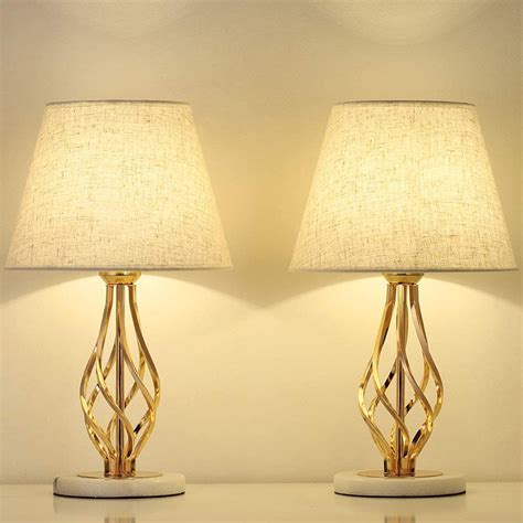 Haitral Gold Table Lamps Set Of 2 Vintage Nightstand Lamps For