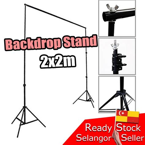 Portable Backdrop Stand Kit Background Photo Shoot Studio 2m Kaki