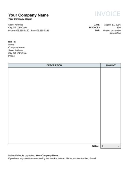 Free Fillable Invoice Template