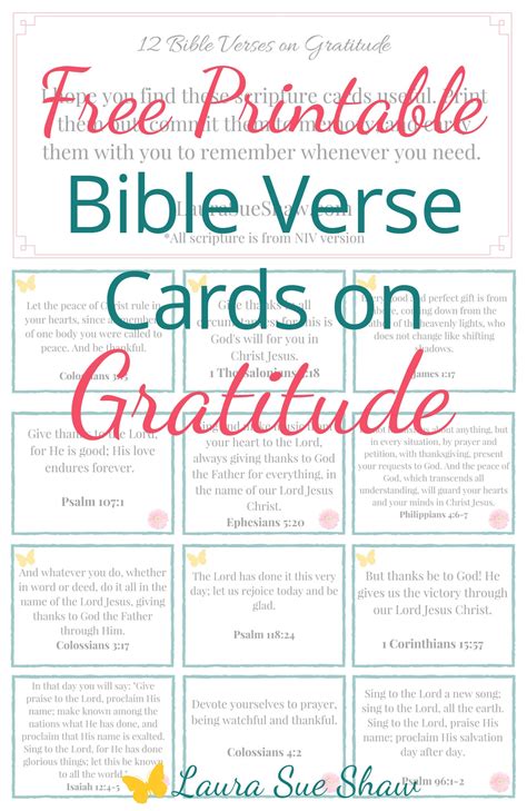 Free Printable Bible Verse Cards On Gratitude Laura Sue Shaw