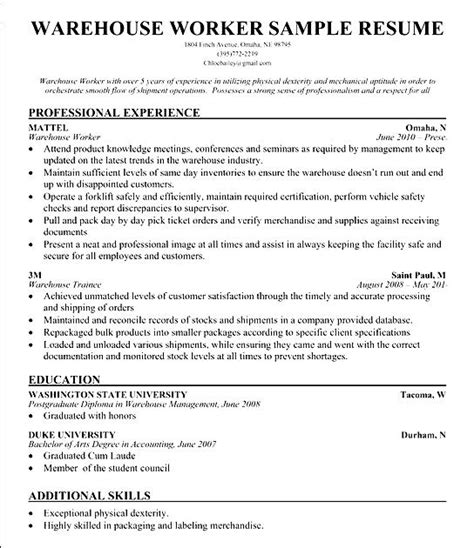 Warehouse operation is also critical to a great customer experience. Warehouse Resume Skills Sample | Free Samples , Examples & Format Resume / Curruculum Vitae