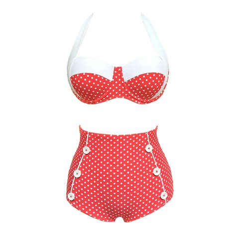 Sexy Red High Waist Bikini Set Bk