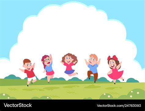 Happy Kids Playing Cartoon