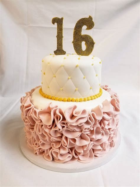Send birthday cakes online with express delivery options. Fondant Ruffles and Quilts celebration cake from Cinotti's Bakery