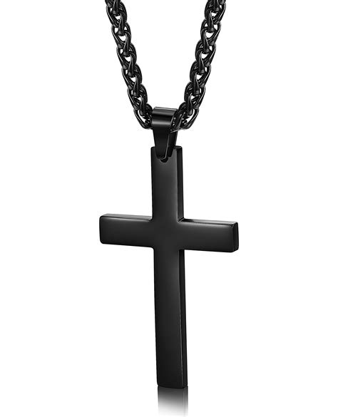 Jstyle Stainless Steel Chain Black Cross Necklace For Men Women 22 24