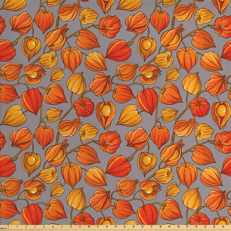 Fallautumn Fabric By The Yard Physalis Tropical Golden Berry On