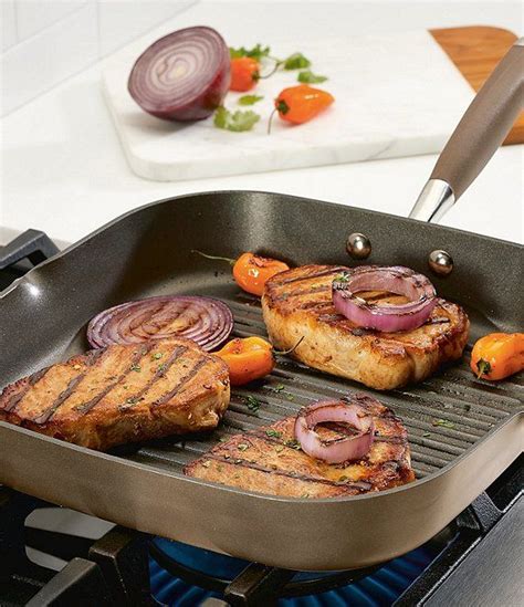 anolon advanced home hard anodized nonstick bronze 11 deep square grill pan with pour spout