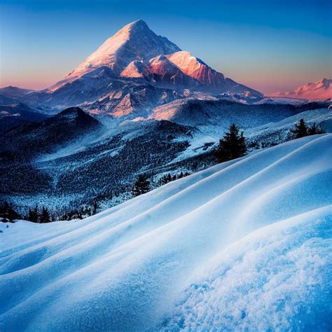 Premium Photo Mountain Peaks In Winter Snow Covered Mountains Landscape