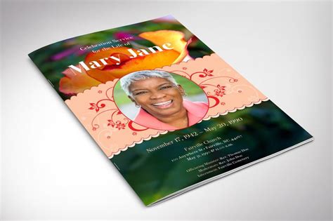 Rose Funeral Program Word Publisher Template 8 Pages Etsy