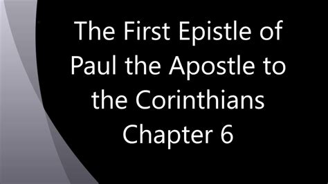 The Book Of 1st Corinthians Chapter 6 Youtube
