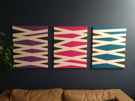 Diy Canvas Art With Frog Tape And Acrylic Paint Finished