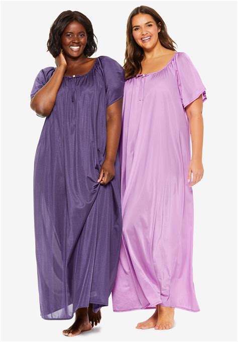 Pack Long Silky Gown By Only Necessities Plus Size Nightgowns Jessica London