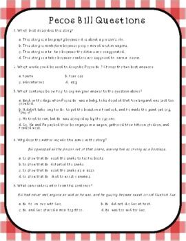 pecos bill tall tale reading passage questions printable distance