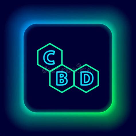 Glowing Neon Line Cannabis Molecule Icon Isolated On Black Background