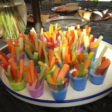 Appetizer Idea Veggie Sticks In A Little Cup With Ranch Dressing
