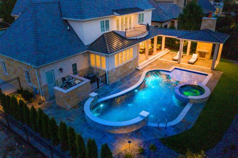 Naperville Il Freeform Swimming Pool With Hot Tub Large Sunshelf