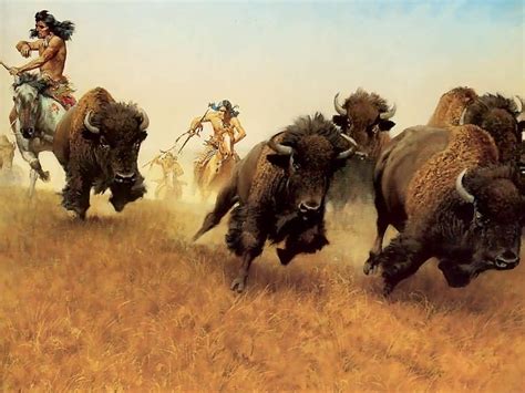 Native American Bison Race With The Buffalo Native American