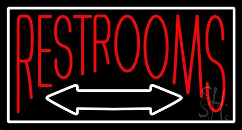 Red Restrooms With Double Sided Arrow Led Neon Sign Restroom Neon