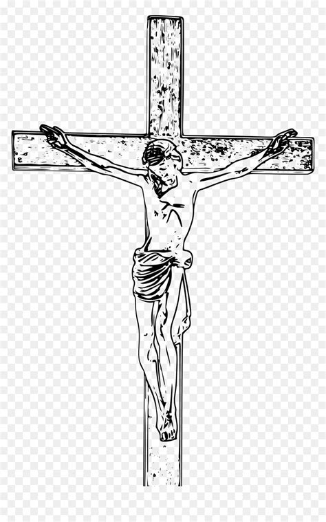 Clipart Jesus On The Big Image Png Crucifix Line Drawing Transparent