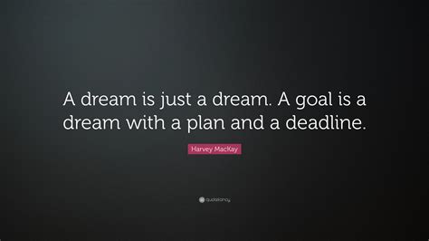harvey mackay quote “a dream is just a dream a goal is a dream with a plan and a deadline ”
