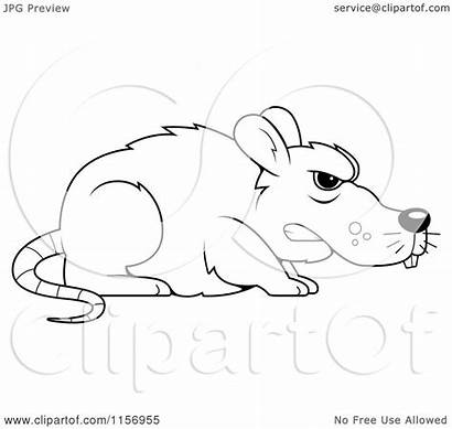 Rat Mean Cartoon Clipart Coloring Vector Outlined