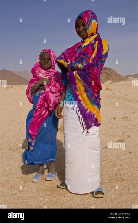 Colourfully Dressed Tuareg Women In The Sahara Southern Algeria North
